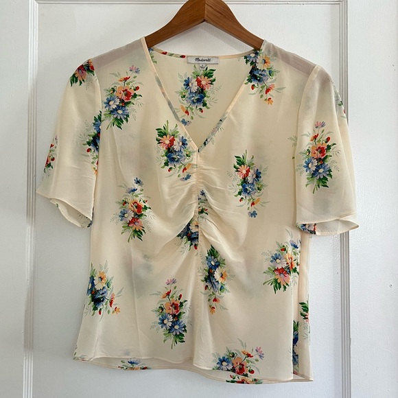 Madewell Silk Shirred-Front Top in Classic Corsage - Picture 5 of 6